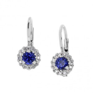 Lily – fehér arany kislány fülbevaló kék és fehér cirkóniával