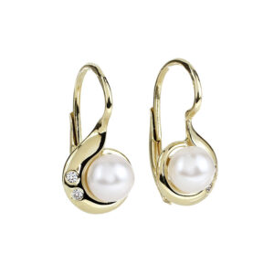 Solara – sárga arany gyöngyös fülbevaló cirkónia díszítéssel